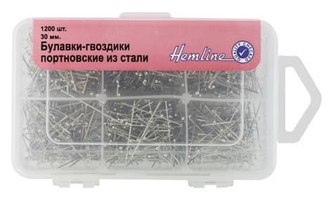 Булавки-гвоздики портновские из стали в пластиковом органайзере «Hemline» 670.1200