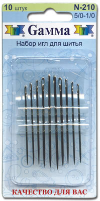 Иглы ручные "Gamma" N-210 №5/0-1/0 в блистере