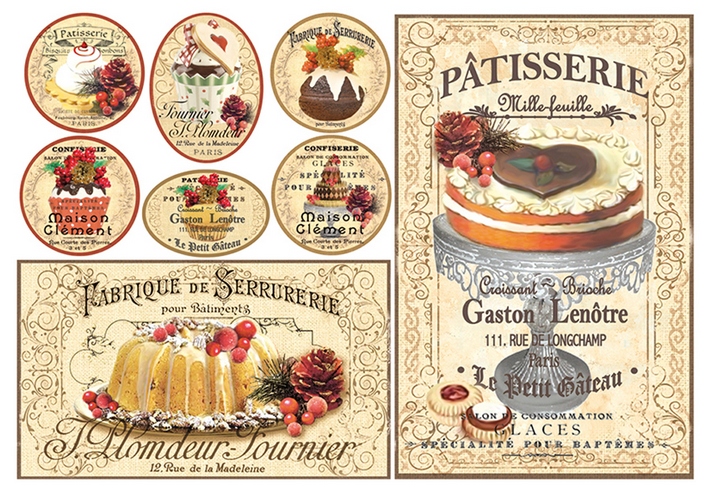 Бумага рисовая для декупажа Stamperia 48х33 см, 28 г/ кв.м, DFS339 Кондитерская!