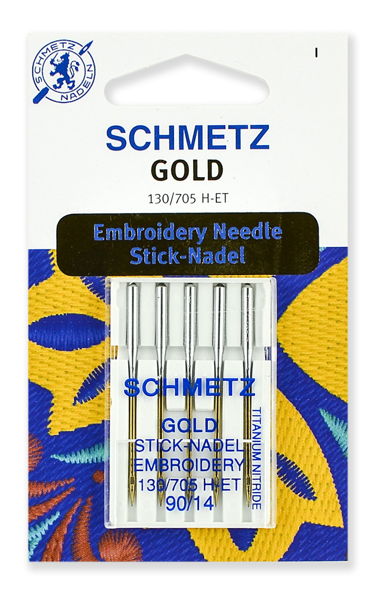 Иглы для вышивки Gold, титаниум 130/705H-ET № 90, 5 шт. Schmetz 0708060