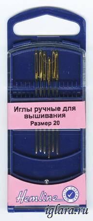 Иглы ручные  "Hemline" 283G.20 для вышивания гобеленов c закругленным кончиком  №20, 6шт.
