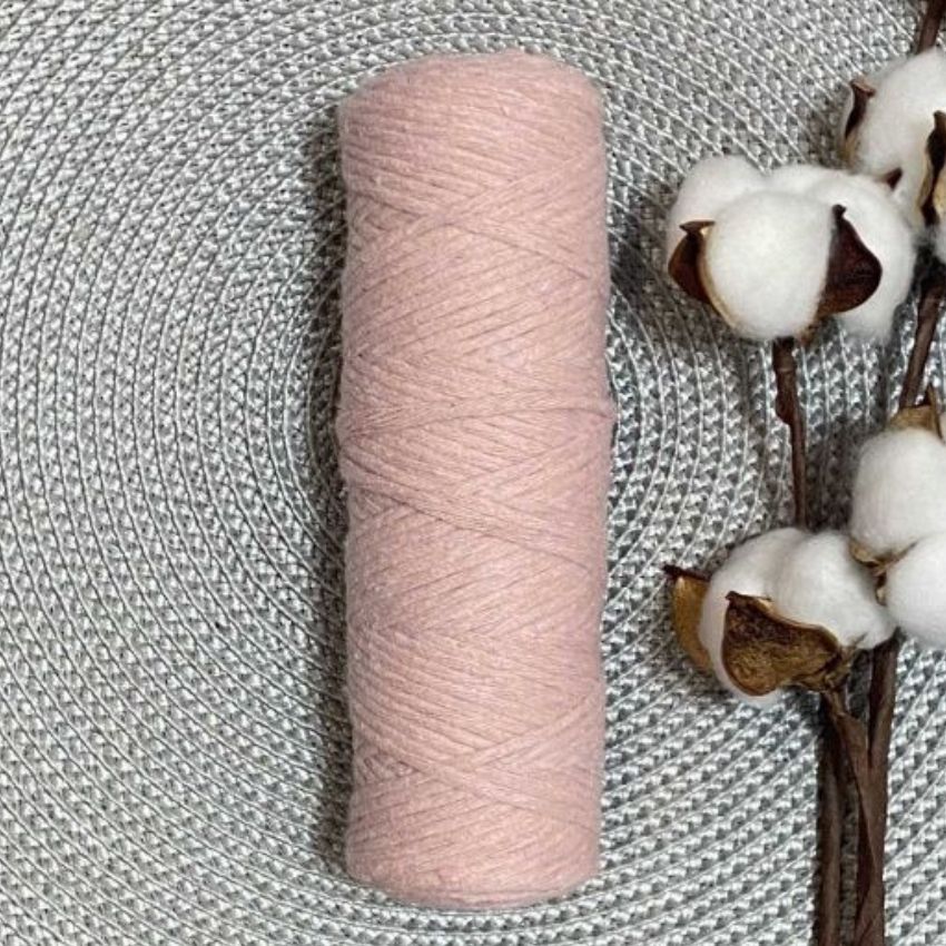 Шпагат хлопковый крученый 3 мм (пудровый) 100м