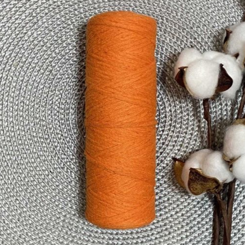 Шпагат хлопковый крученый 3мм (оранжевый) 100м