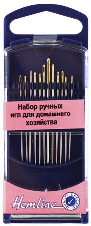 Иглы швейные ручные "Hemline"для шитья № 19, 5, 7, 8, 12 шт. Арт 214G