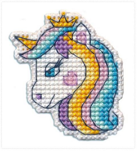 Набор для вышивания «Овен» 1350 Значек-единорог 2. 4.5х5.2