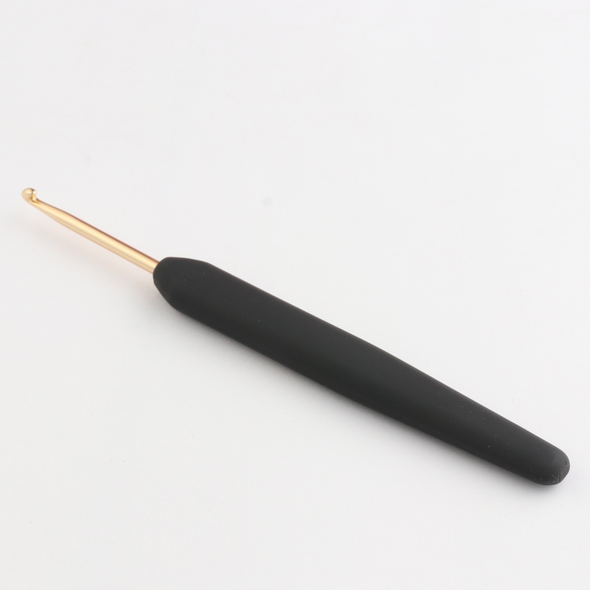 Крючок алюминиевый для вязания с эргономичной черной ручкой, золотистый цвет, 3,25 мм, KniPro, 30895