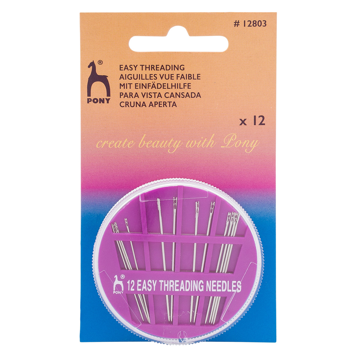 Иглы ручные компактные с упрощенным вдеванием Easy Threading Compact ассорти, 12шт, PONY 12803
