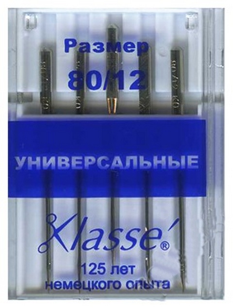 Иглы "Klasse" A6100/80 для швейных машин, универсальные № 80/12 Иглы "Klasse" A6100/80 для швейных машин, универсальные № 80/12