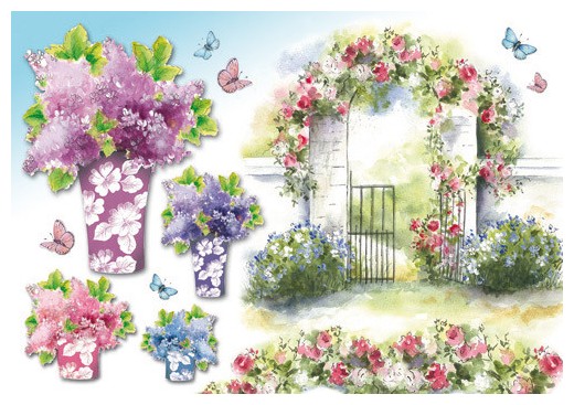 Бумага рисовая для декупажа Stamperia 48х33 см, 28 г/ кв.м, DFS159 Сад