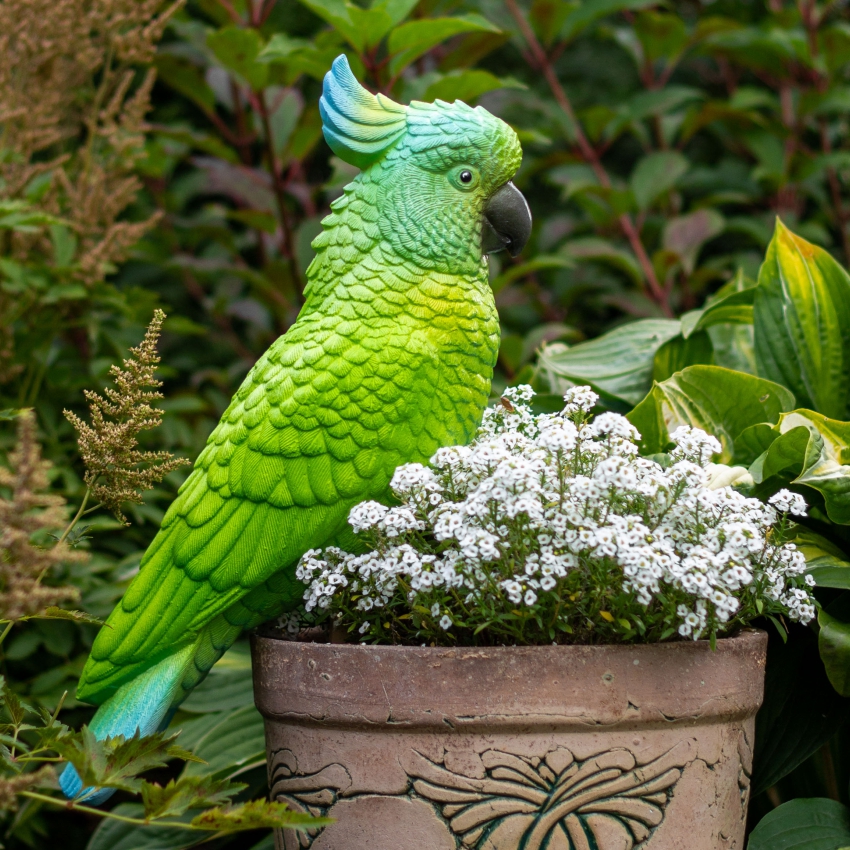 Декоративное изделие из пенопласта ПОПУГАЙ КАКАДУ зелёный 43см