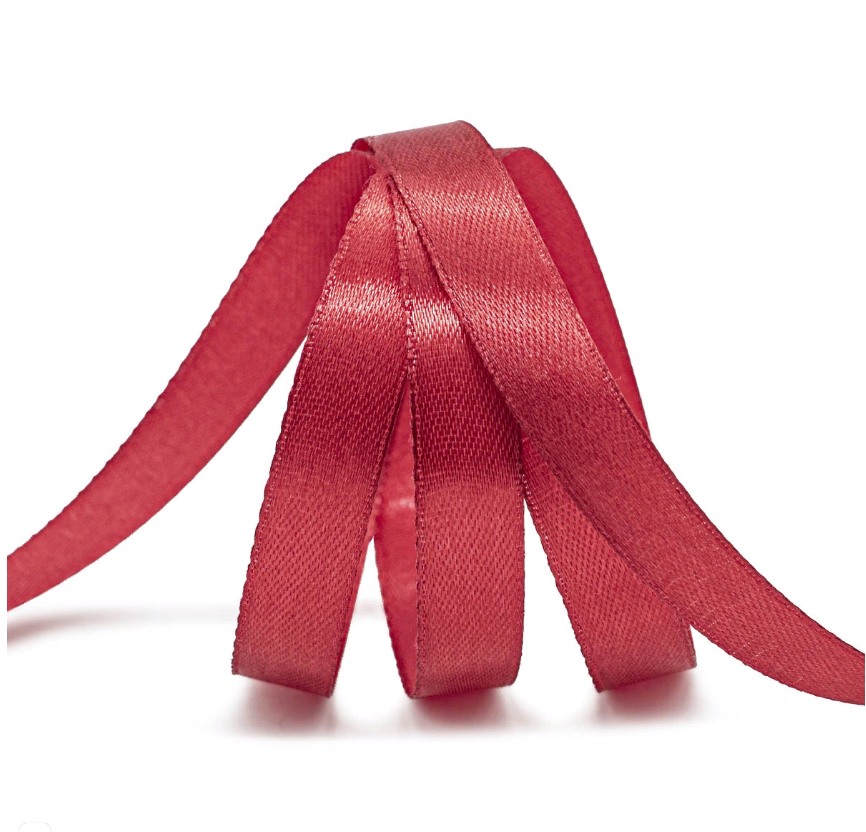 Лента атласная 1,2 см х 22,86 м цв.027 ярко-красный