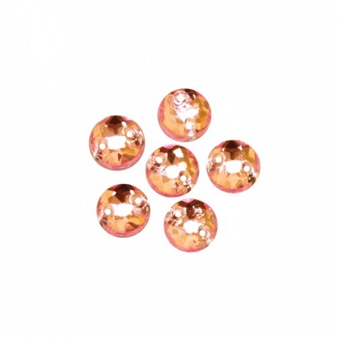 Стразы пришивные, акриловые, 6,5мм, 25шт/упак (круглые) Астра 03 св.розовый
