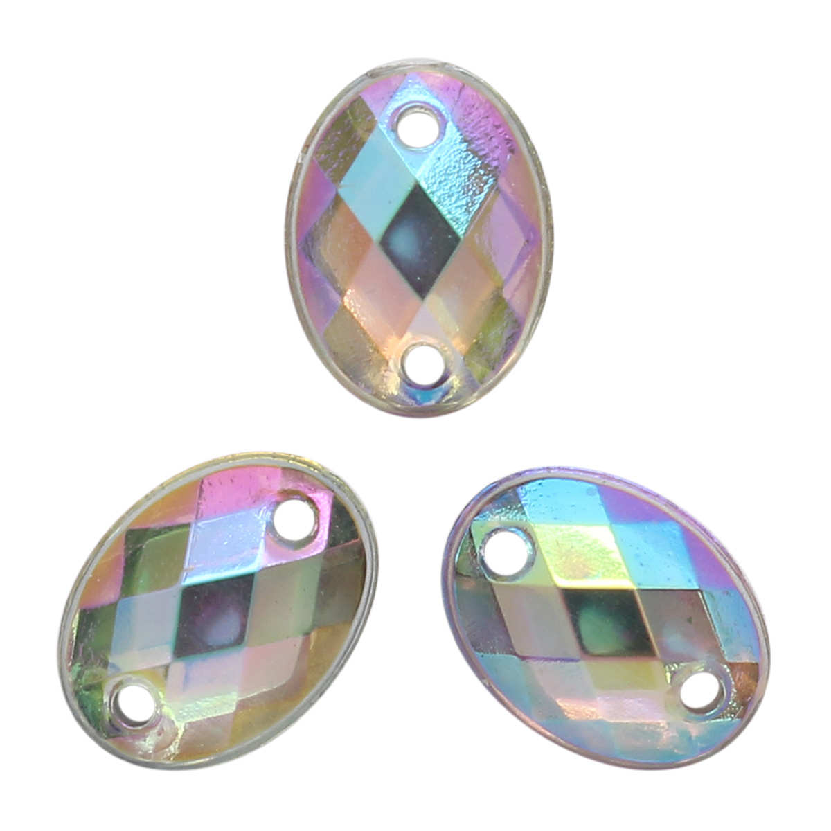 Стразы пришивные, акриловые, 13 х 18 мм, 6 шт/упак (овальные) Астра NAB20 прозрачный AB