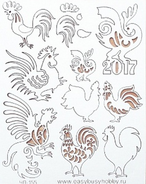 Чип-борд картонный "Петухи" 1,15мм 15 х 19 см