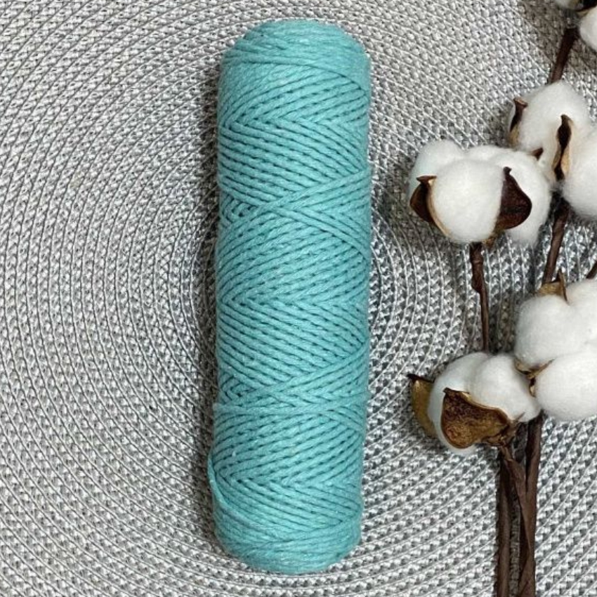 Шпагат хлопковый крученый 3мм (мятный) 100м