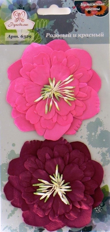 Бумажные цветы "Рукоделие" 6329, Розовый и красный