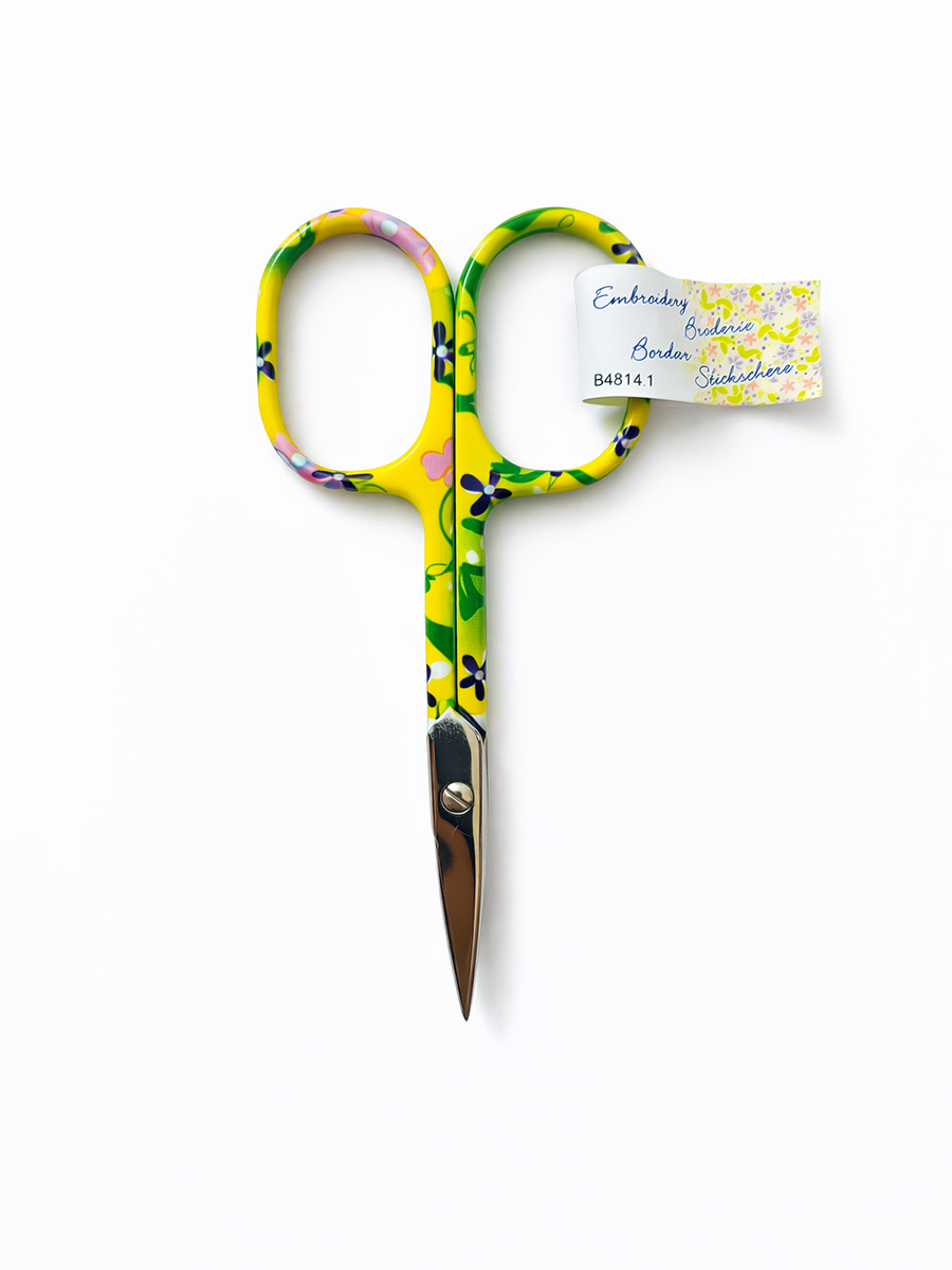 Ножницы для вышивания с цветочным принтом B4814.1,зелёные 9,5 см