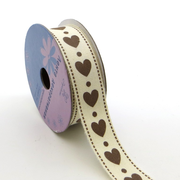 Лента декоративная "Рукоделие" PCRN-001 Сердечки (кор.)15мм х 3м