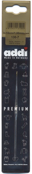 Крючок вязальный экстратонкий сталь  ADDI 130-7, 13 см, №1.00