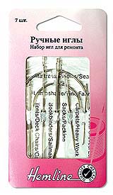Иглы ручные "Hemline" 215.7, набор из 7-ми игл для ремонта