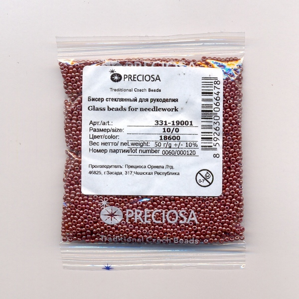 Бисер «Preciosa» 50 г, 331-19001-10/0-18600 бордовый (4)