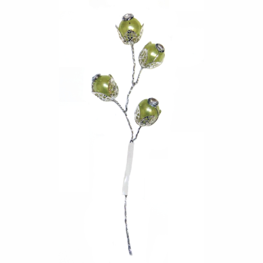 Декоративное украшение "Рукоделие" DKB059 Веточка с жемчужинами зелеными