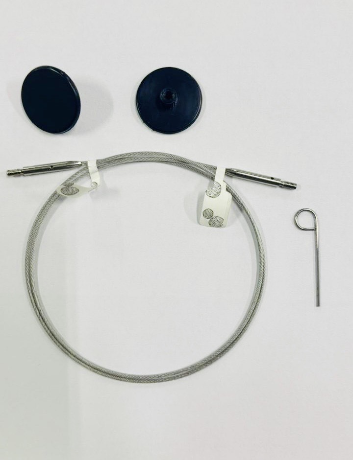 Набор GlideX: прозрачный тросик 126 см, 2 заглушки и 1 кабельный ключик Knitpro, 10657