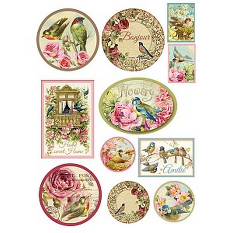 Бумага рисовая мини-формат Stamperia DFSA4072 "Птицы", 21 х 29,7 см (А4), 28 г/м2