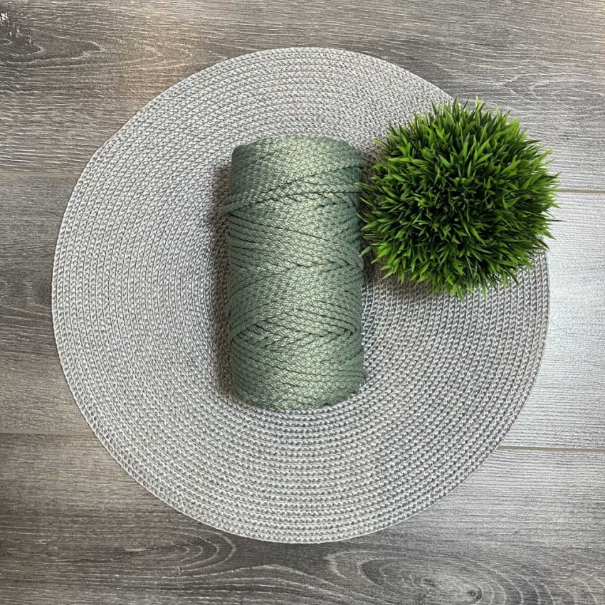 Шнур полиэфирный 5 мм с сердечником (серо зеленый) 50м (21)