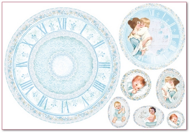 Бумага рисовая для декупажа Stamperia, 1 лист, 48*33 см Часы для малыша