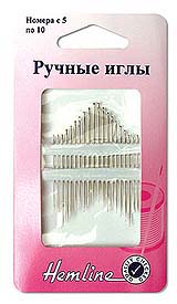 Иглы ручные "Hemline" 208.510 универсальные N5-10 блистер  16 шт.