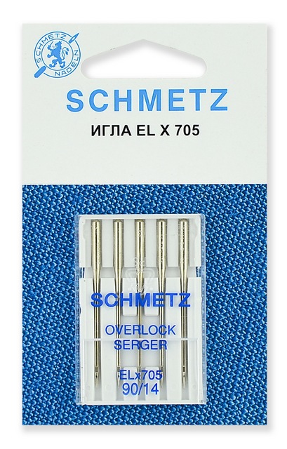 Иглы оверлок для плоскошовных машин, хром. ELx705 CF 90/14, 5 шт. Schmetz 1604100249