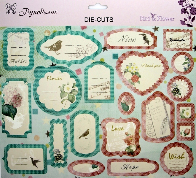 Стикеры картон "Рукоделие" DC09 Птицы и цветы