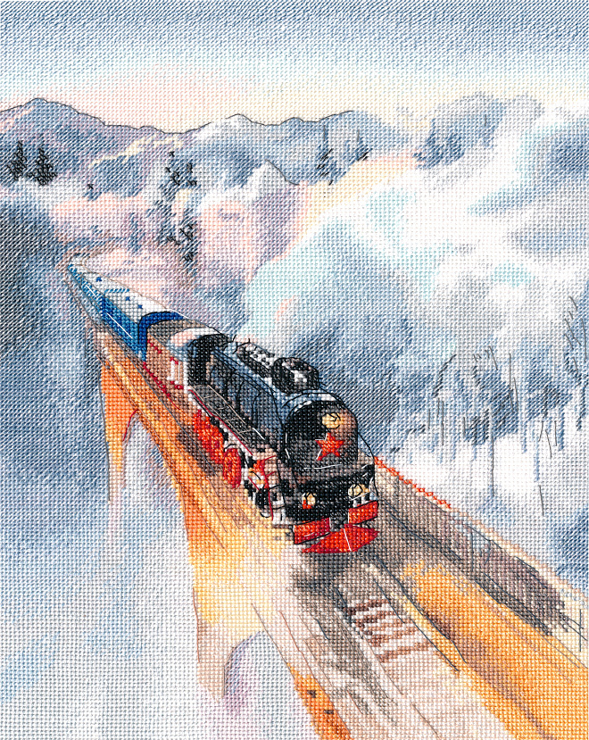 Набор для вышивания «Овен» 1692 " Ретропоезд" 22 х 30 см 