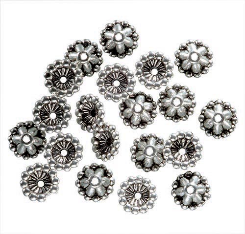 Шапочка для бусин "Glorex" 66091302 7мм 20шт/упак. (цвет: античное серебро )