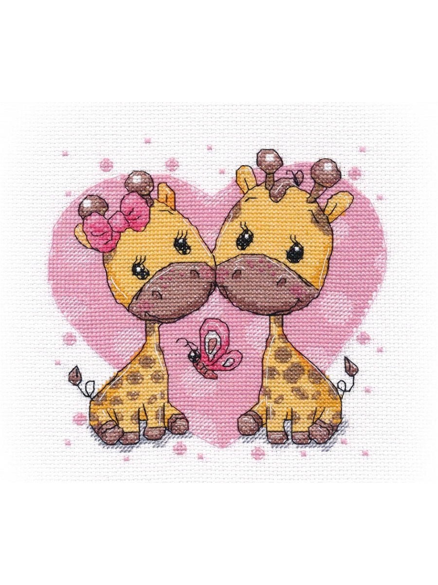 Набор для вышивания «Овен» 1275 "Влюбленные жирафики",15*15 см.