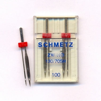 Иглы SCHMETZ 130/705H ZWIHO 100, двойные, для мережки, 2 шт. Иглы SCHMETZ 130/705H ZWIHO 100, двойные, для мережки, 2 шт.