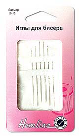 Иглы ручные "Hemline" 209.101 для бисера  №10-15 упак.-6 шт.