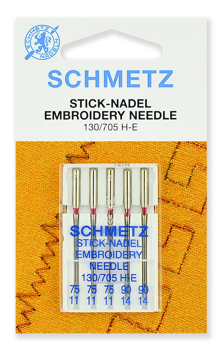 Иглы для вышивки 130/705H-E № 75(3),90(2), 5 шт. Schmetz 0706579