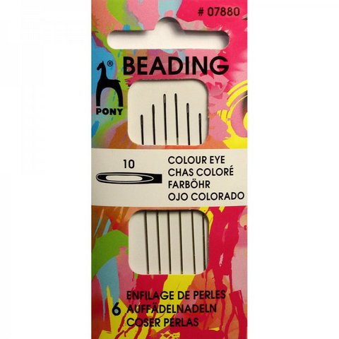 Иглы для бисера №10, 6 шт. Beading конверт "Цветное ушко" 07880