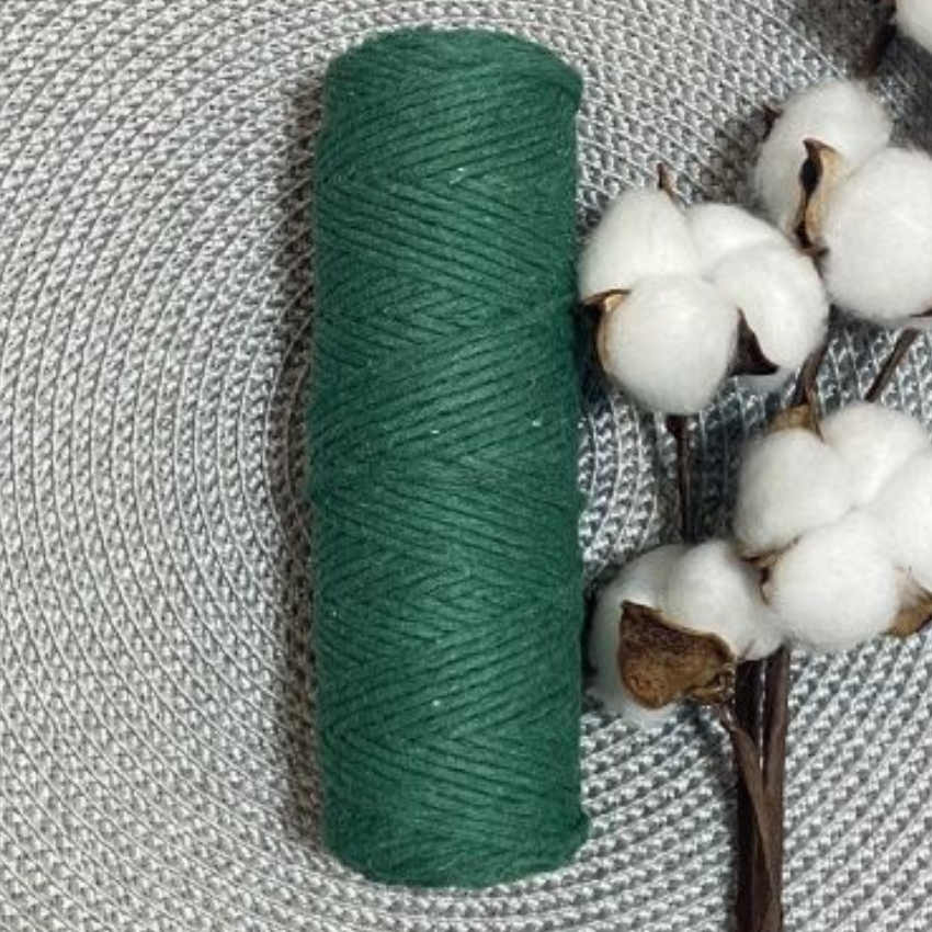 Шпагат хлопковый крученый 2мм (темно-зеленый) 100м