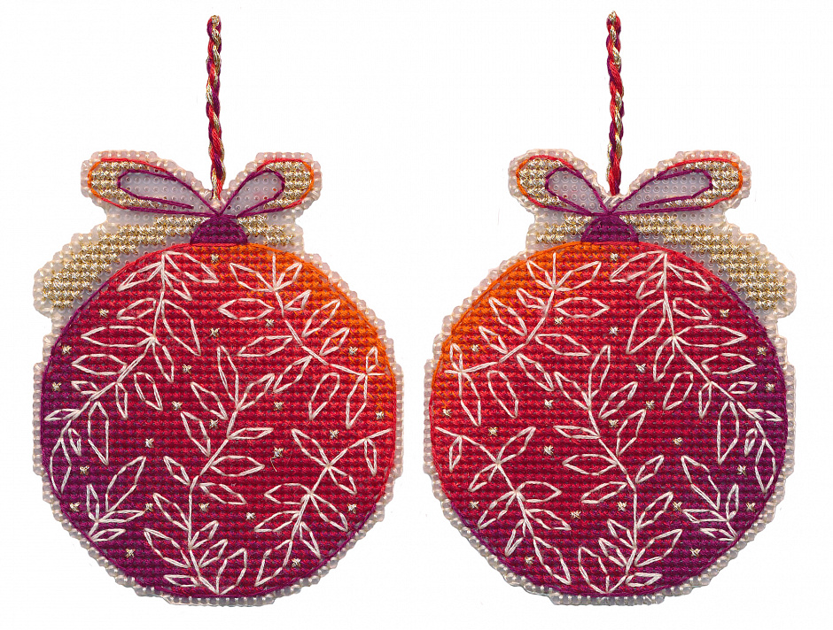 Набор для вышивания «Овен» 1695 "Ёлочная игрушка. Красный шар" 7,3 х 9 см 