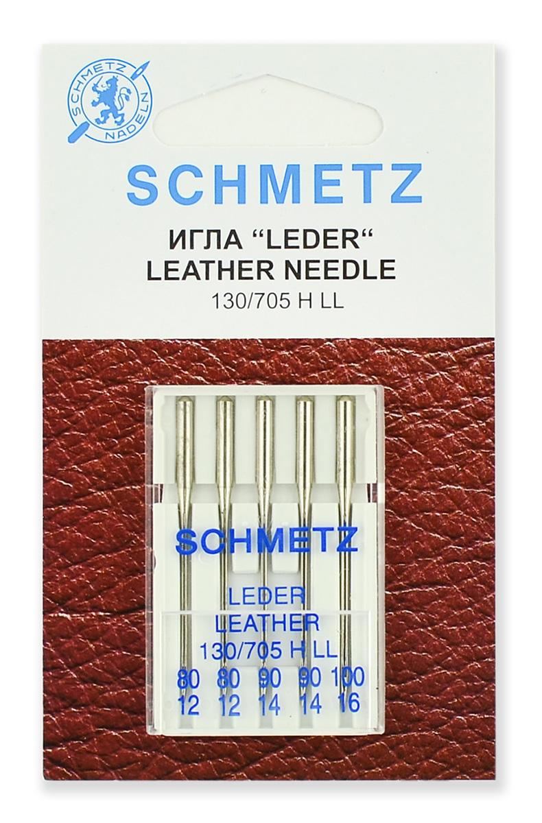 Иглы для кожи 130/705H LL № 80(2),90(2),100, 5 шт. Schmetz 0701199 Иглы для кожи 130/705H LL № 80(2),90(2),100, 5 шт. Schmetz 0701199