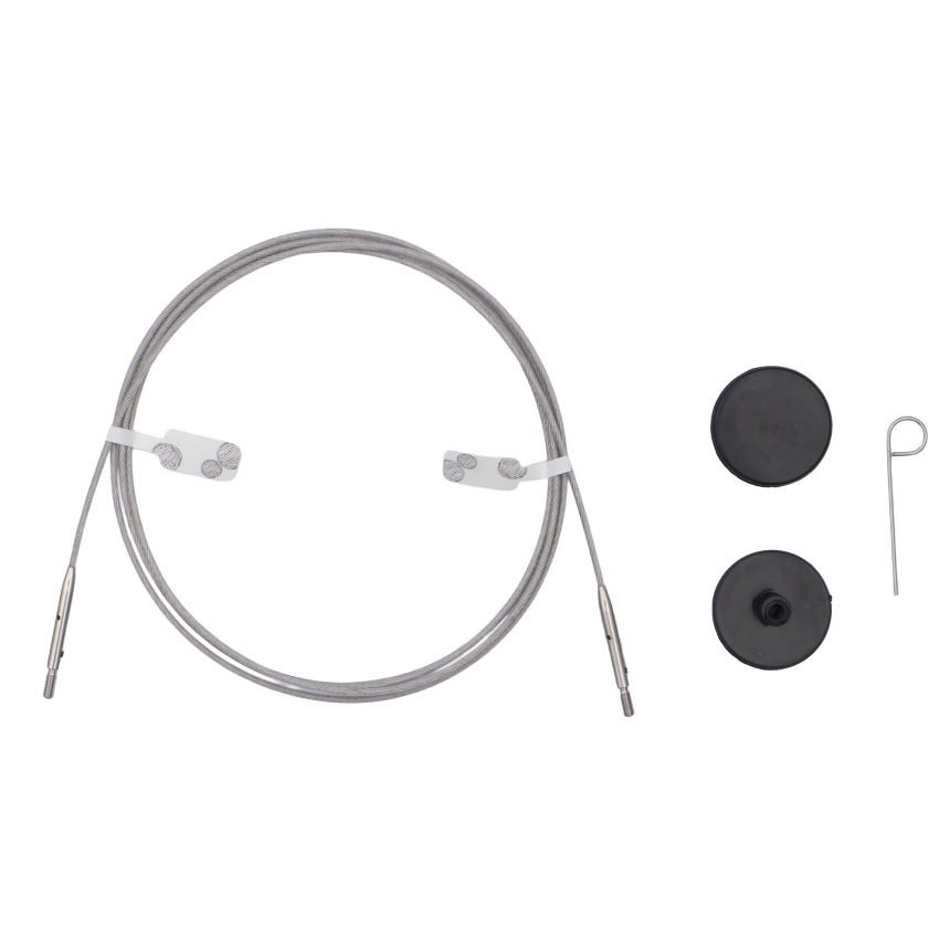 Набор GlideX: прозрачный тросик 126 см, 2 заглушки и 1 кабельный ключик Knitpro, 10657