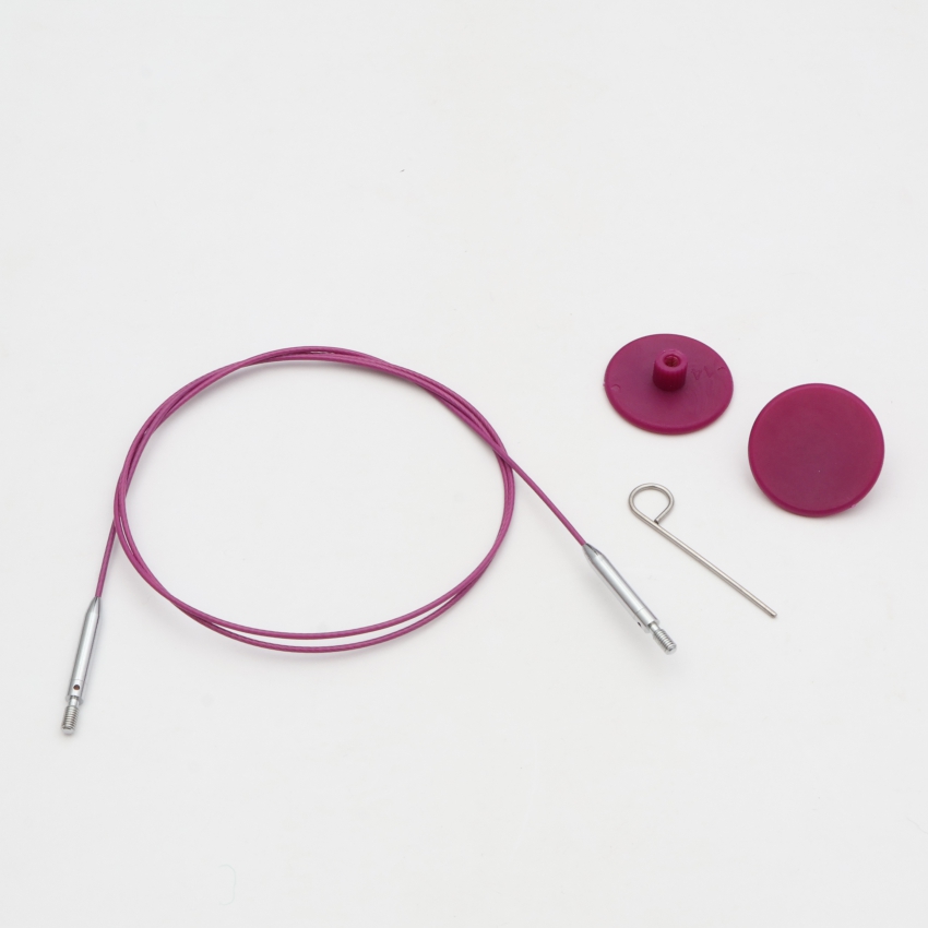 Набор Thin & Flex: фиолет. вращ. (360°) тросик 56 см (80 см), 2 загл. и каб. ключик KnitPro,10694