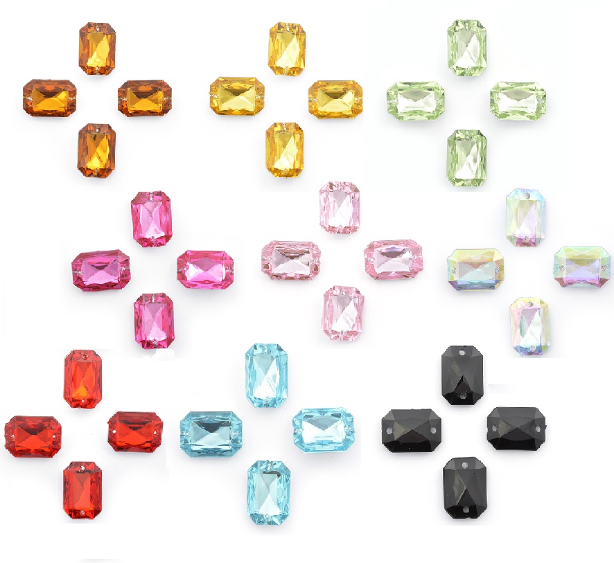 Стразы пришивные акриловые MAGIC 4 HOBBY арт.MG.AF.01 13x18 мм прямоугольник, 50 шт/упак