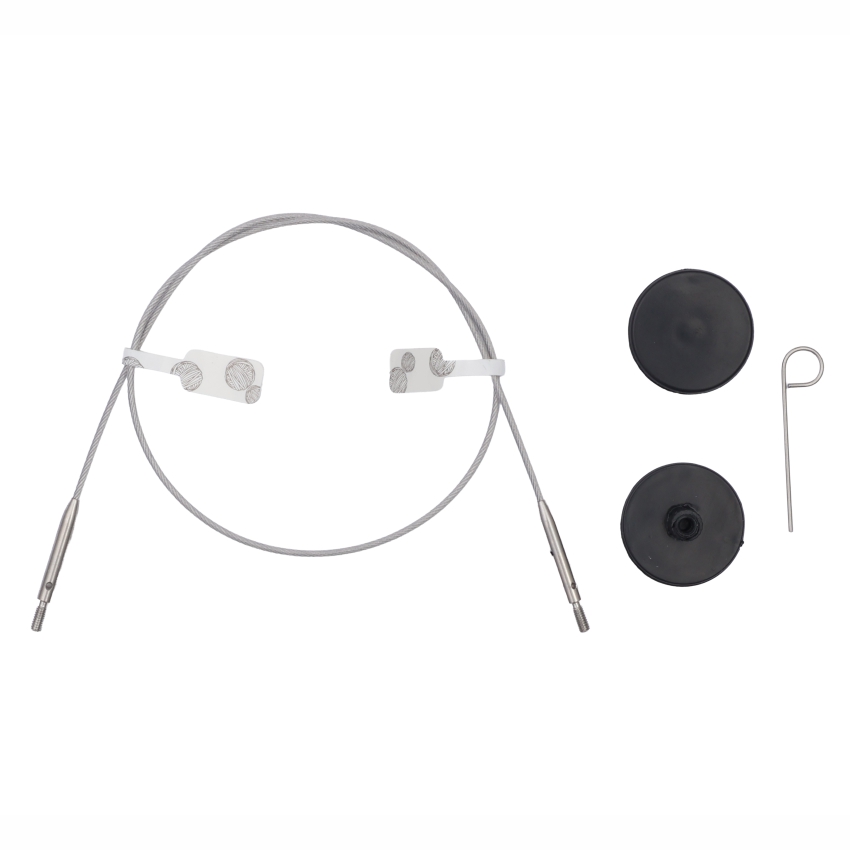 Набор GlideX: прозрачный тросик 35 см, 2 заглушки и 1 кабельный ключик Knitpro, 10653