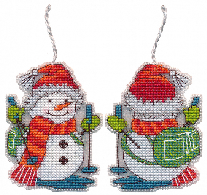 Набор для вышивания «Овен» 1699 "Ёлочная игрушка. Лыжник" 6,6 х 8,7 см 