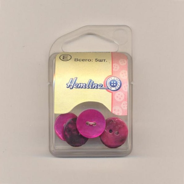 Пуговица Hemline "Shell", 15 мм, 5шт/уп.фуксия