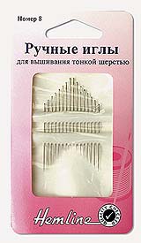 Иглы ручные "Hemline" 200.8  для вышивания  N8  упак.-16 шт.